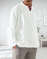 Långärmad V-ringad fritidsskjorta